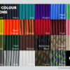 The full range of colours offered for the main cable.