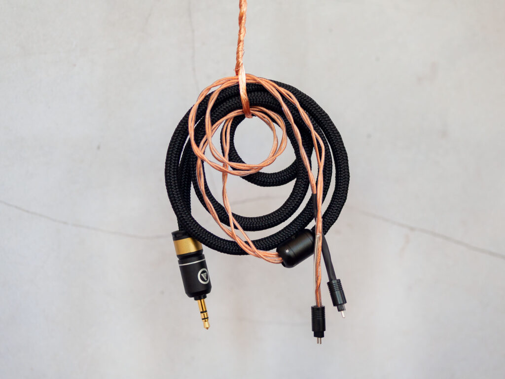 Custom in-ear monitor cable with braided sleeving and choice of MMCX, A2DC, or 2-pin connectors