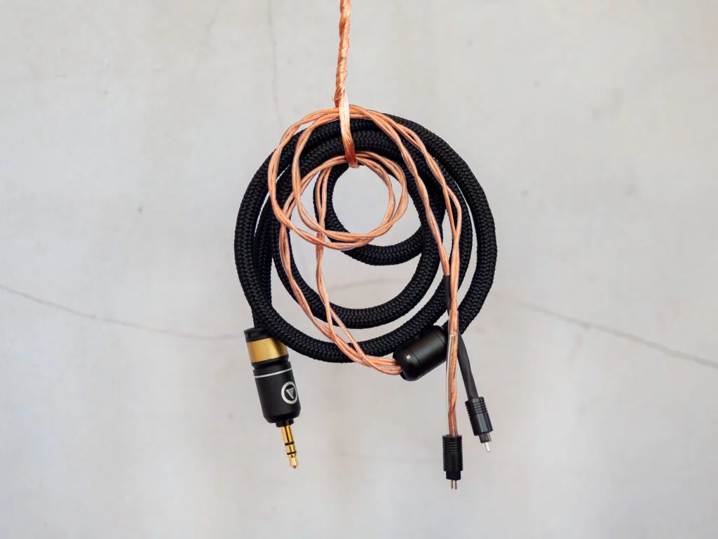Custom in-ear monitor cable with braided sleeving and choice of MMCX, A2DC, or 2-pin connectors